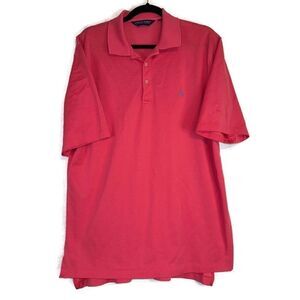 Ralph Lauren Polo Golf Shirt Mens Large Pink Ribbed Collar Gray Pony Logo Polo